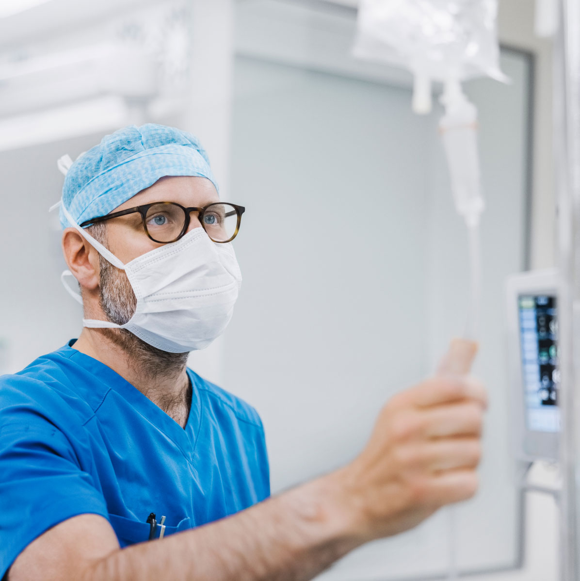 doctor looking at IV